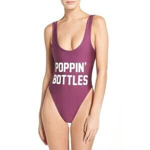 Private Party One Piece Swim Suit Poppin' Bottles Sz M/L